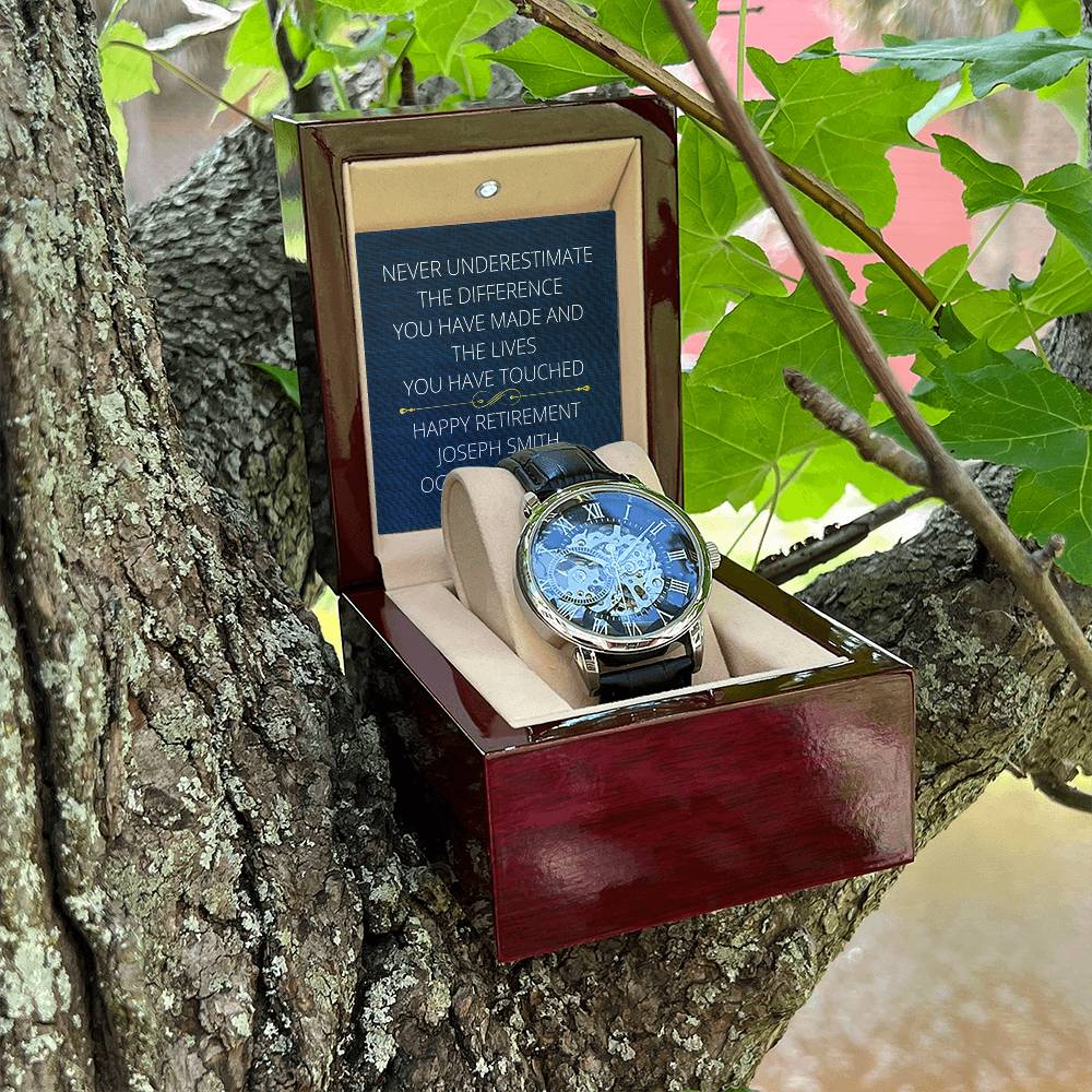 Personalized Retirement Men's Mechanical Watch with LED Gift Box