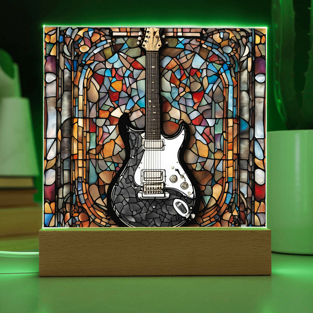 Acrylic Guitar Stained Glass Acrylic Plaque, Guitar Nightlight, Guitar Lover Gift, Guitar Player Gift, Guitar Picture Plaque, Music Lover-[Heartfelt Family Gift]