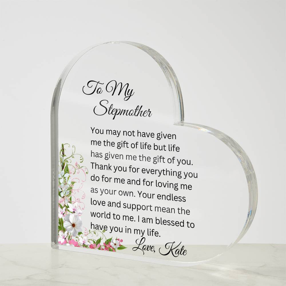To My Stepmom Acrylic Heart Gift-[Heartfelt Family Gift]