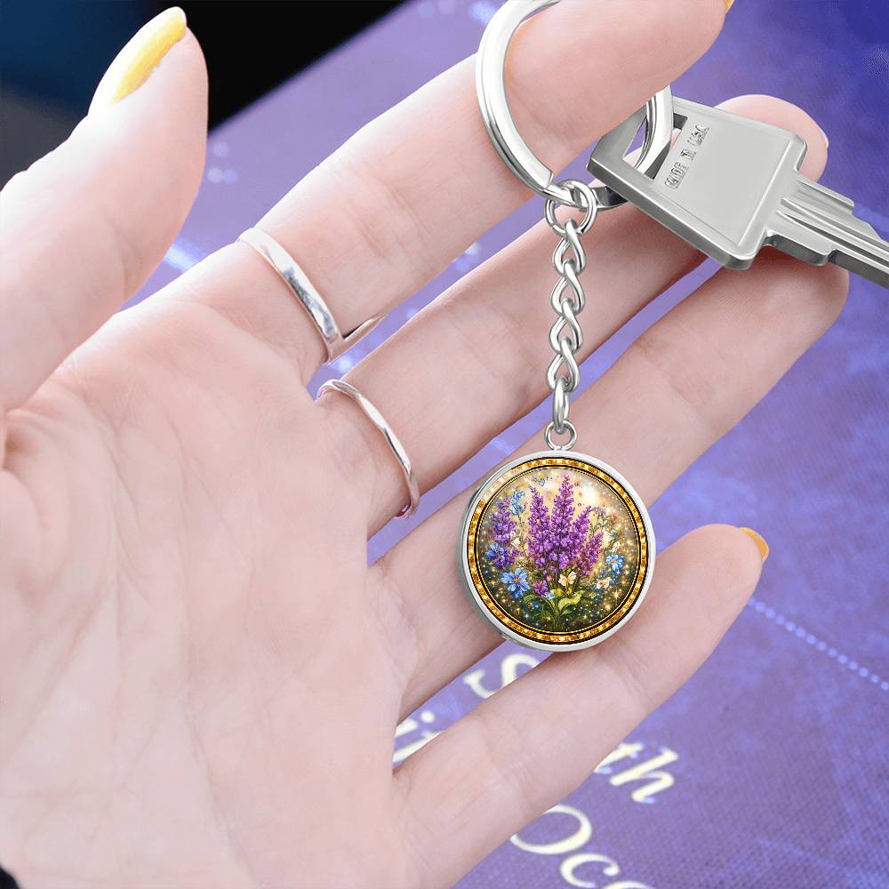 Lavender Flowers Personalized Engraved Necklace Bracelet or Keychain
