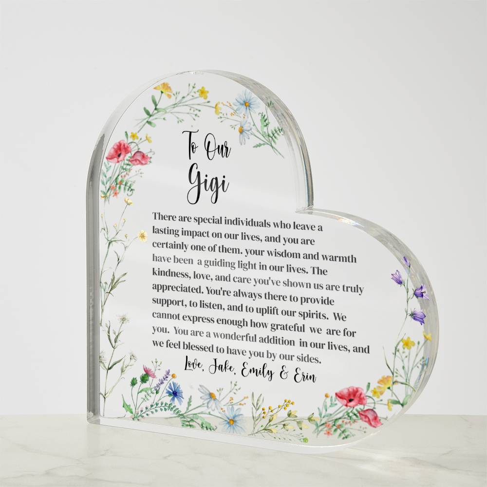 Gigi Acrylic Heart Plaque Gift