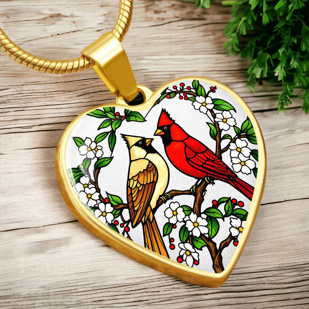 Cardinals Pendant Necklace Engraved
