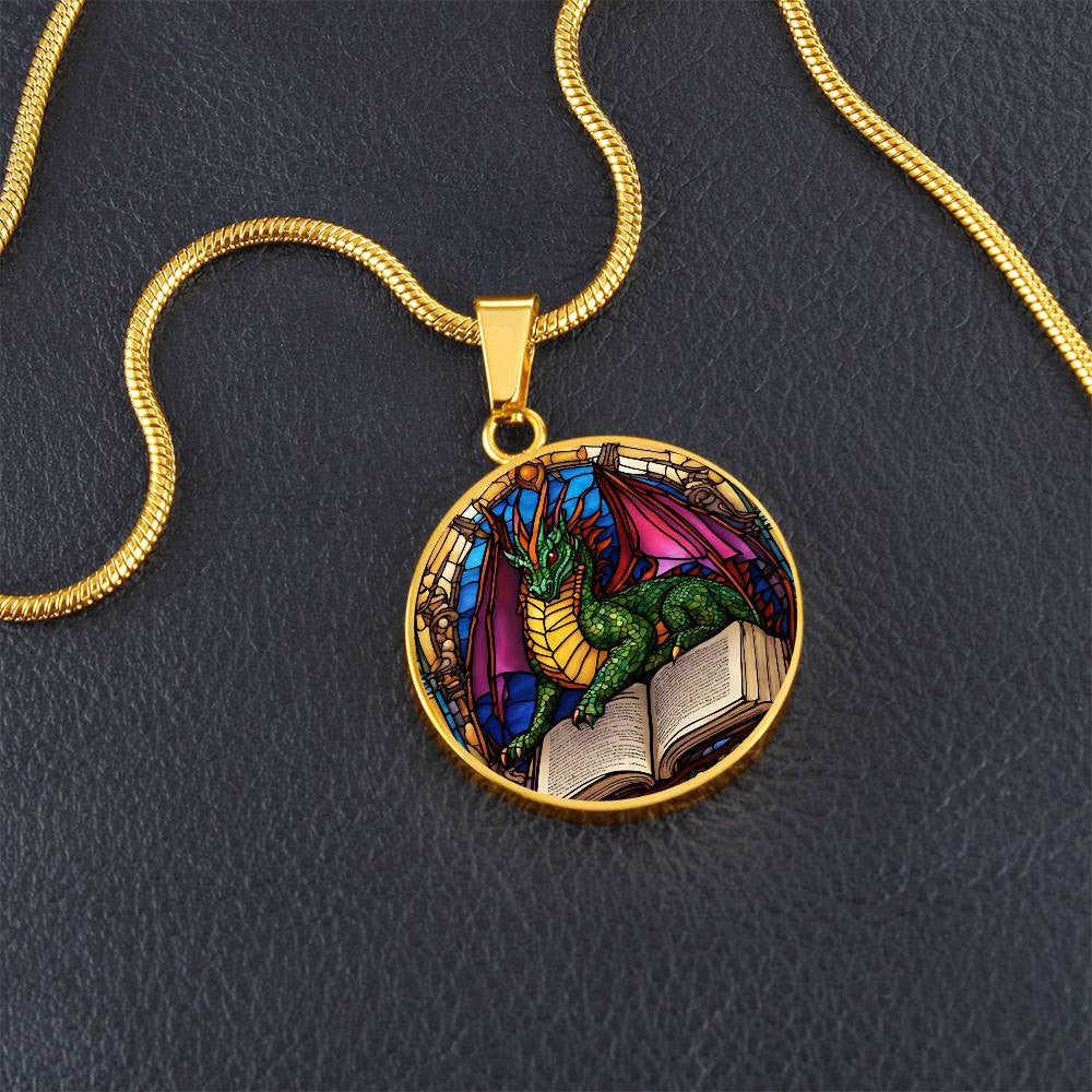Dragon Round Pendant Necklace in Gold or silver-[Heartfelt Family Gift]