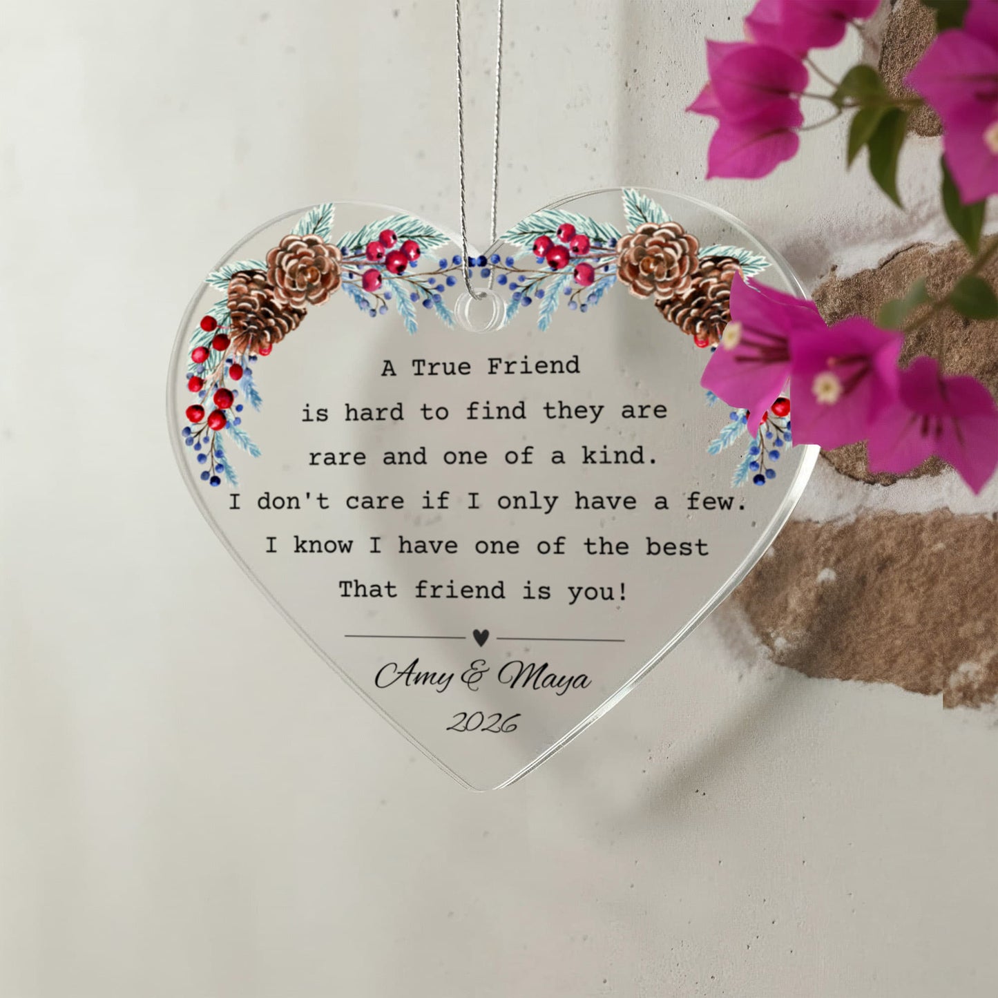 Friend Acrylic Heart Christmas Ornament