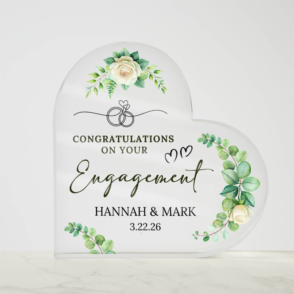 Engagement Gift Acrylic Heart Plaque