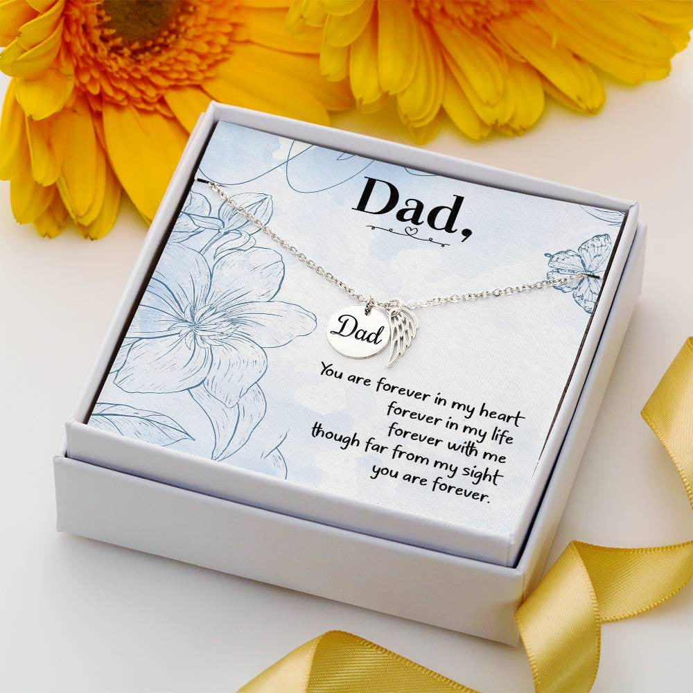 Dad Memorial Necklace Angel Wing Charm-[Heartfelt Family Gift]