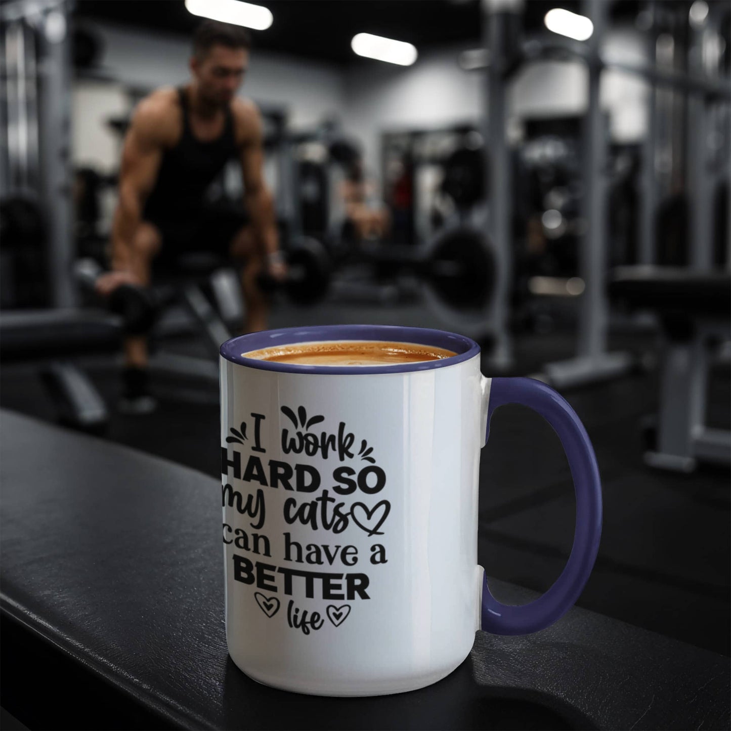 Cat Lover Color Accent Coffee Mug for Office Coworker  - 7 Colors