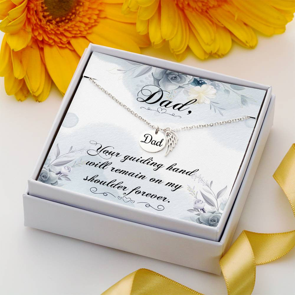 Dad Memorial Necklace Angel Wing Charm-[Heartfelt Family Gift]