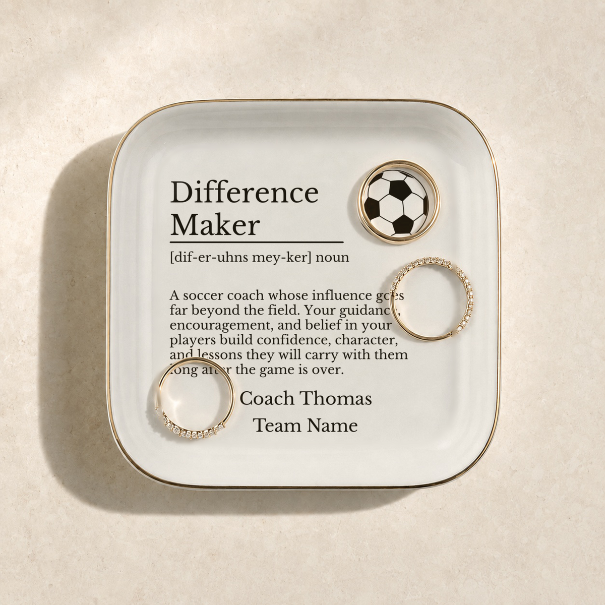 Soccer Coach Jewelry Dish Trinket Tray
