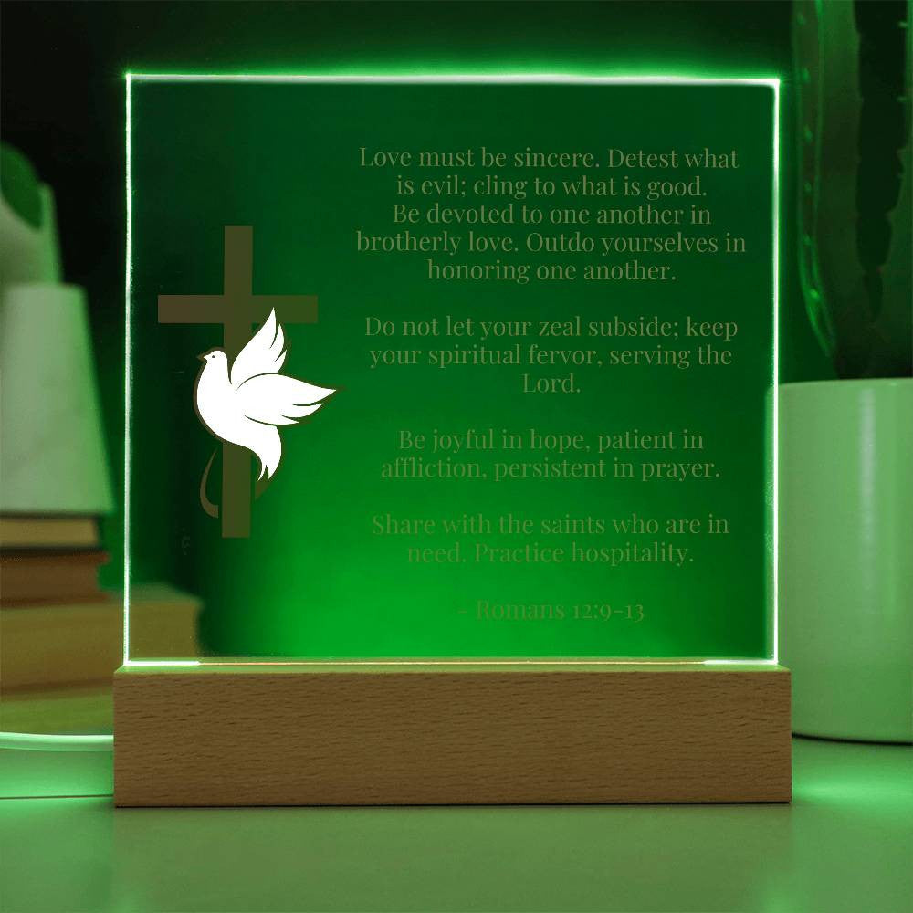 Christian Bible Verse Romans 12:9 Acrylic Plaque-[Heartfelt Family Gift]