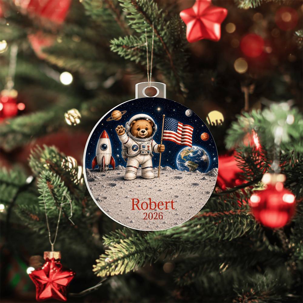 Kids Bear Astronaut Christmas Ornament
