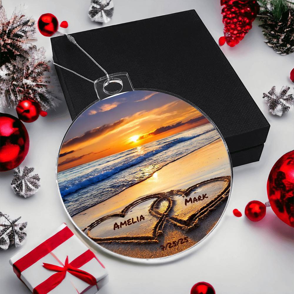 Custom Anniversary Beach Ornament