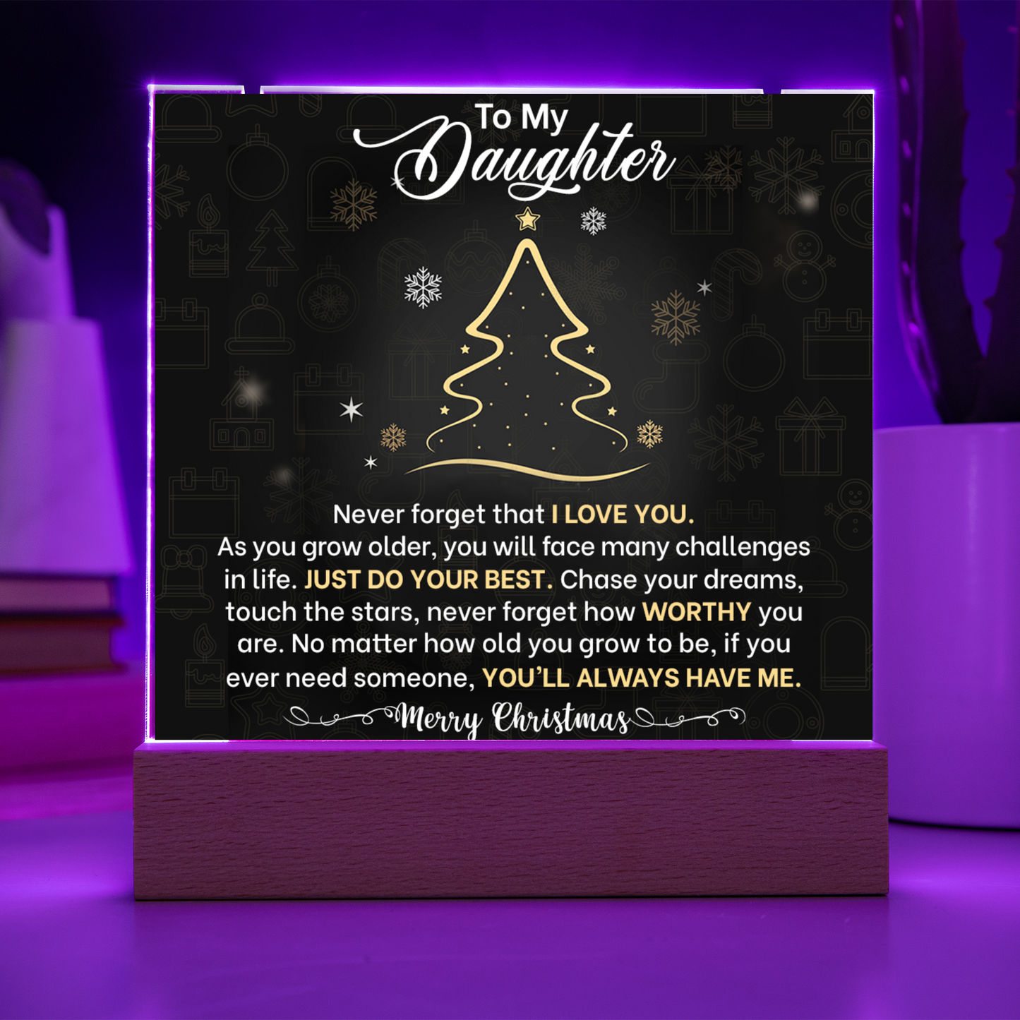 Daughter Christmas LED Acrylic Heart Necklace & Plaque-[Heartfelt Family Gift]