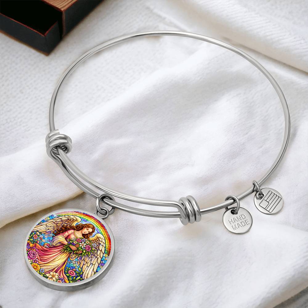Floral Angel Personalized Engraved Necklace Bracelet or Keychain