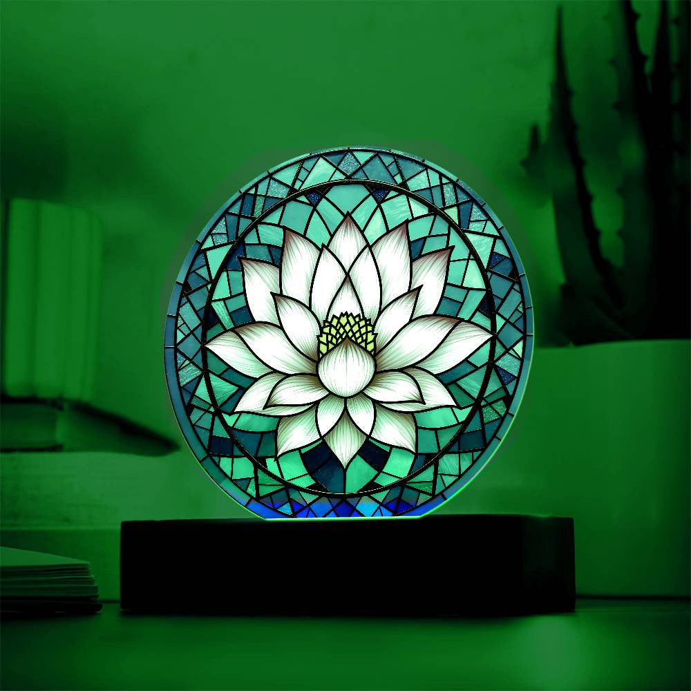 Lotus Flower Acrylic Nightlight Plaque-[Heartfelt Family Gift]