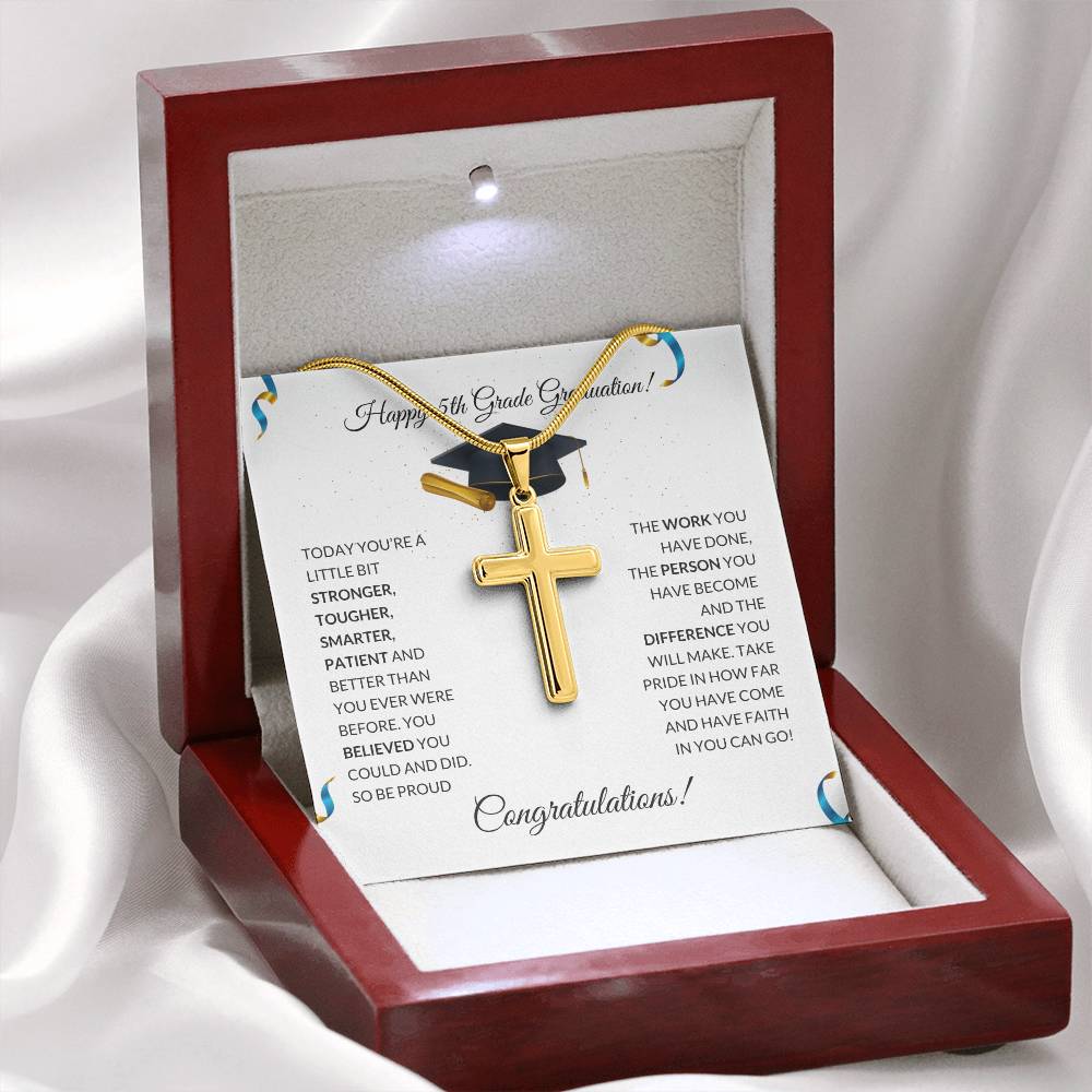 5th Grade Graduation Personalized Cross Necklace
