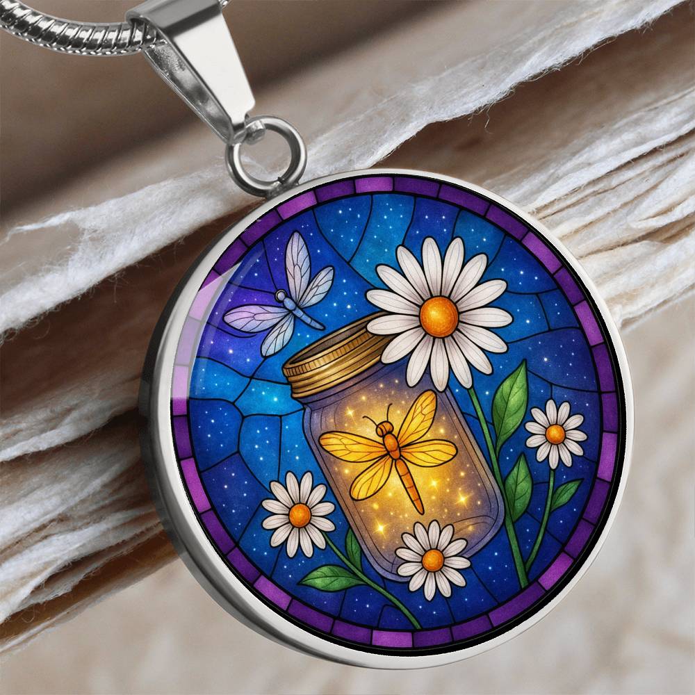 Dragonfy Floral Necklace with Engraving