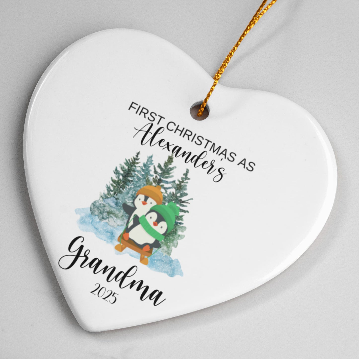 First Christmas As Grandma Heart Ornament