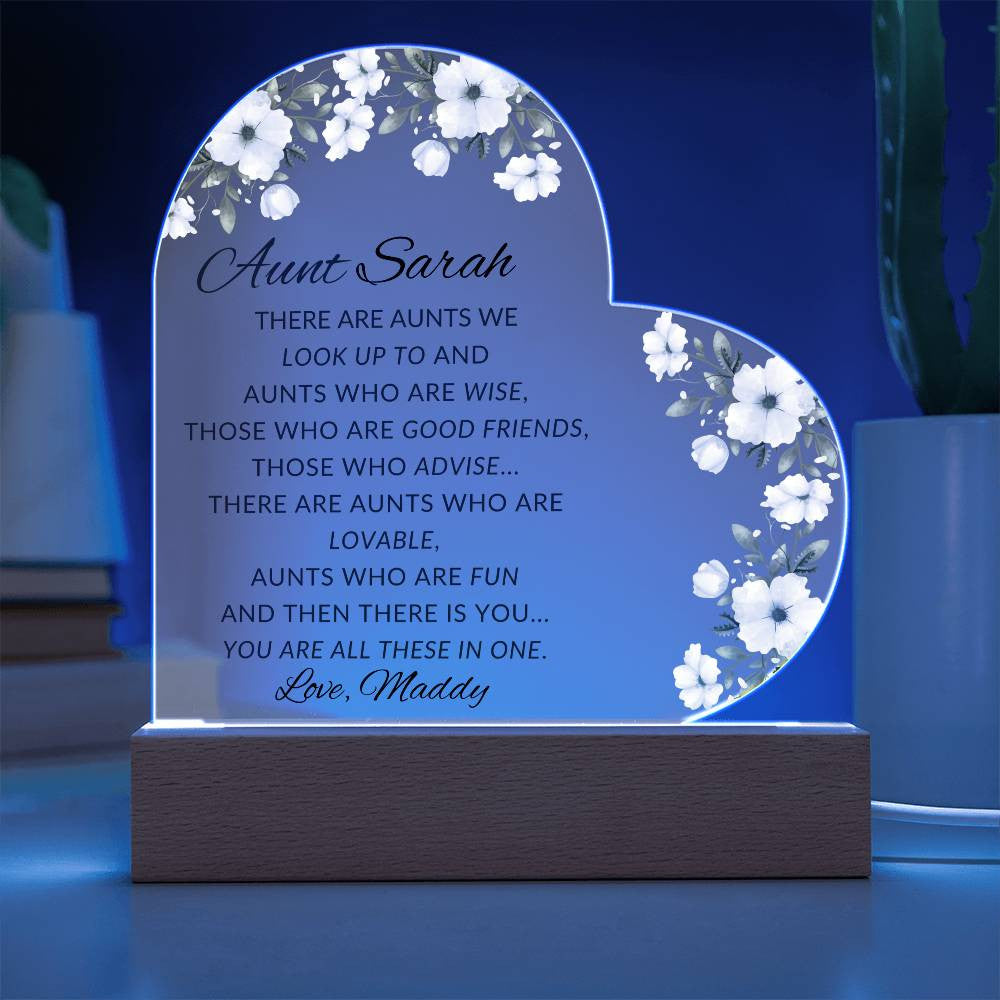 Aunt Acrylic Heart Plaque-[Heartfelt Family Gift]