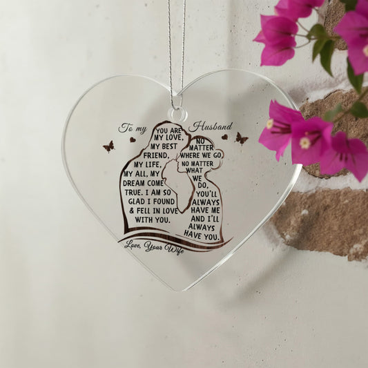 To My Husband Acrylic Heart Ornament