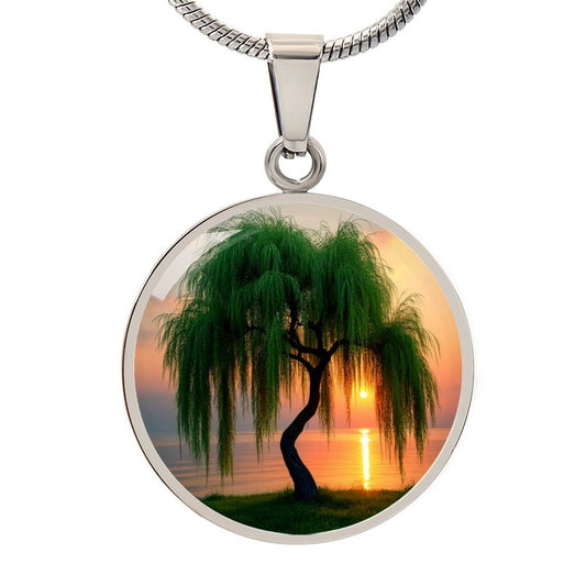 Weeping Willow Tree Engraved Necklace-[Heartfelt Family Gift]