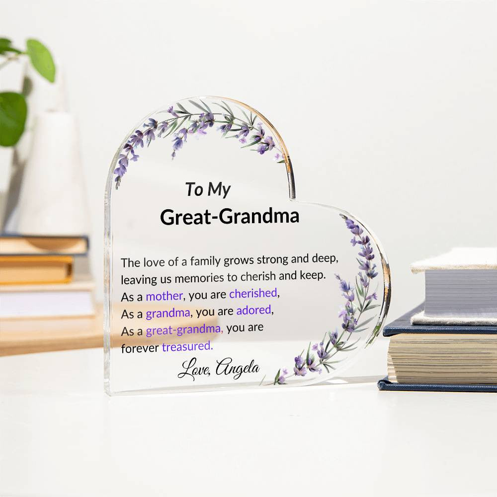 Great Grandma Acrylic Heart Plaque-[Heartfelt Family Gift]