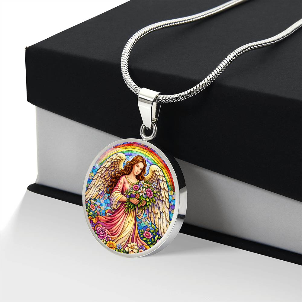 Floral Angel Personalized Engraved Necklace Bracelet or Keychain