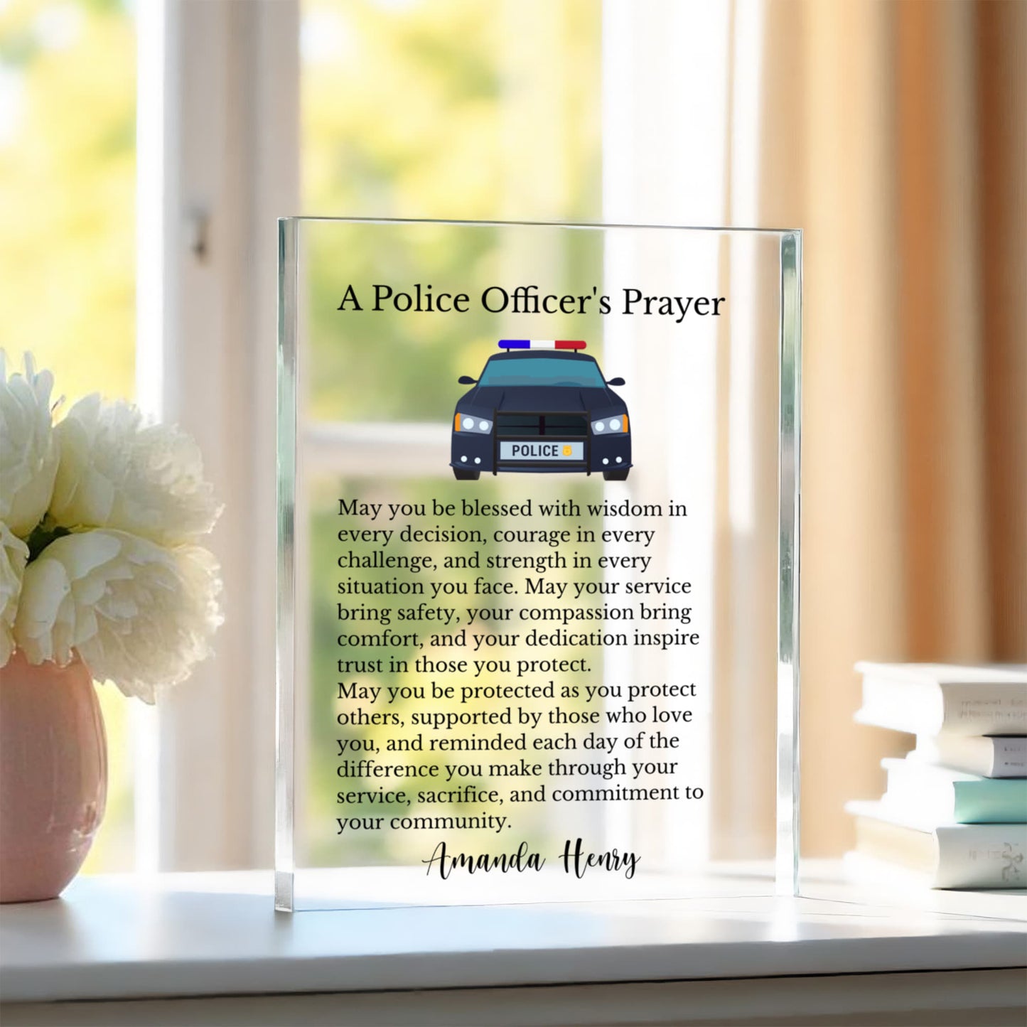 Police Officer's Prayer Plaque, Personalized Police Gift, Law Enforcement Appreciation