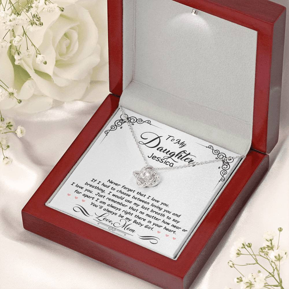 Personalized Love Knot Necklace Gift for Daughter from Mom or Dad-[Heartfelt Family Gift]