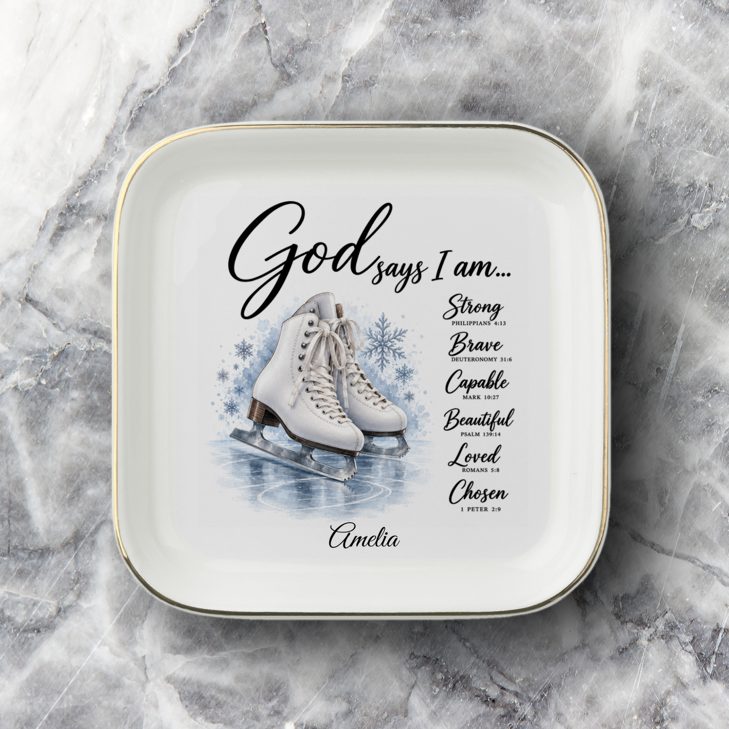 Ice Skating Christian Jewelry Dish Trinket Tray