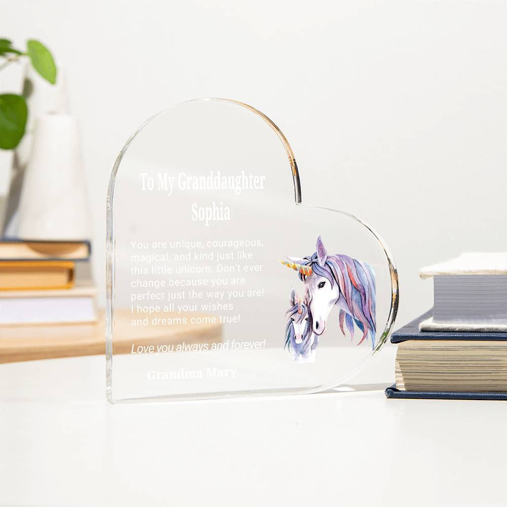 Granddaughter Unicorn Heart Plaque Gift-[Heartfelt Family Gift]