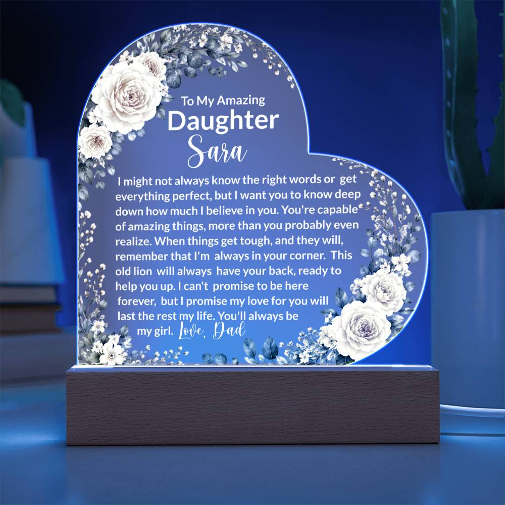 Heart LED Light Plaque Gift from Dad