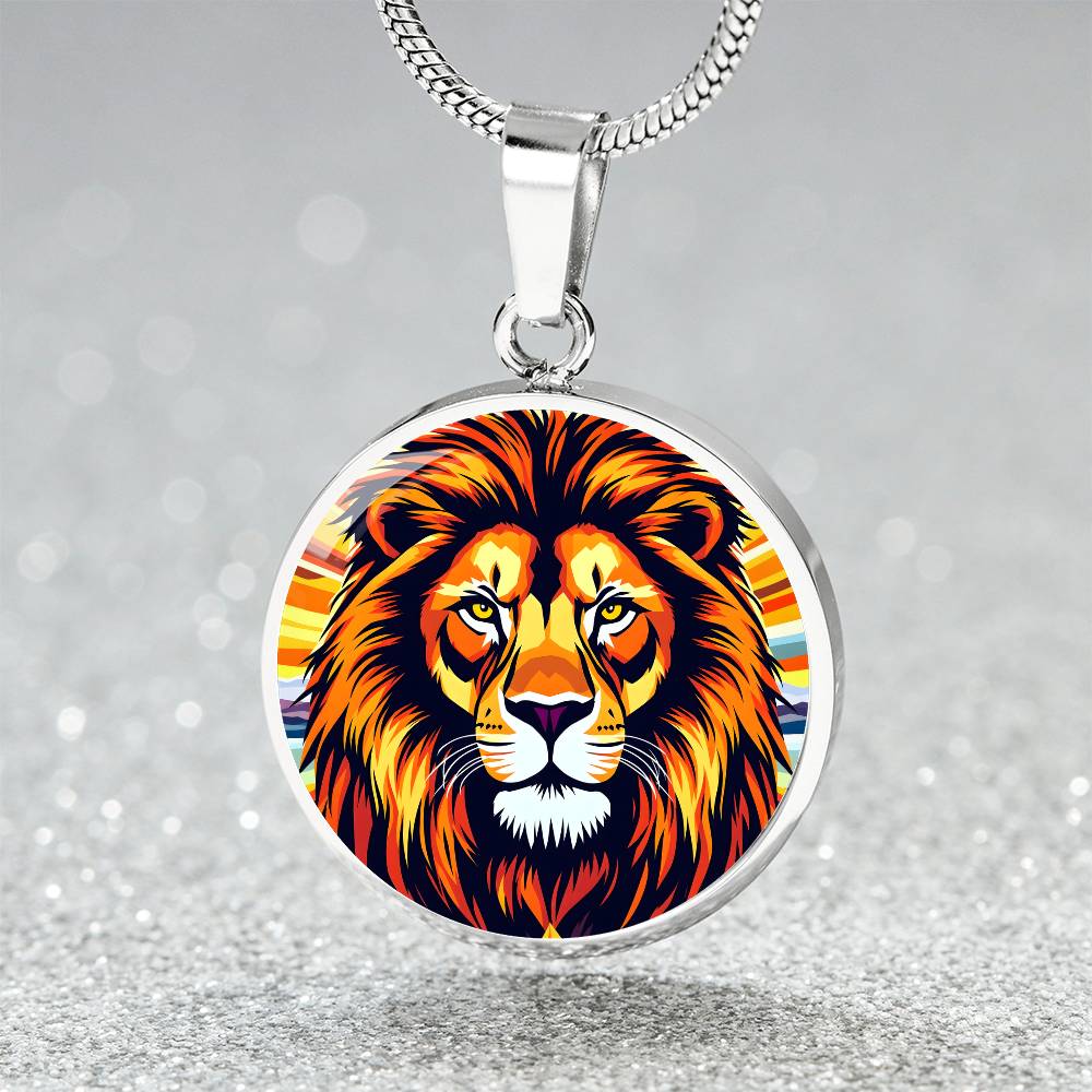 Engraved Lion Pendant  Necklace or Bracelet, Personalized Animal Jewelry