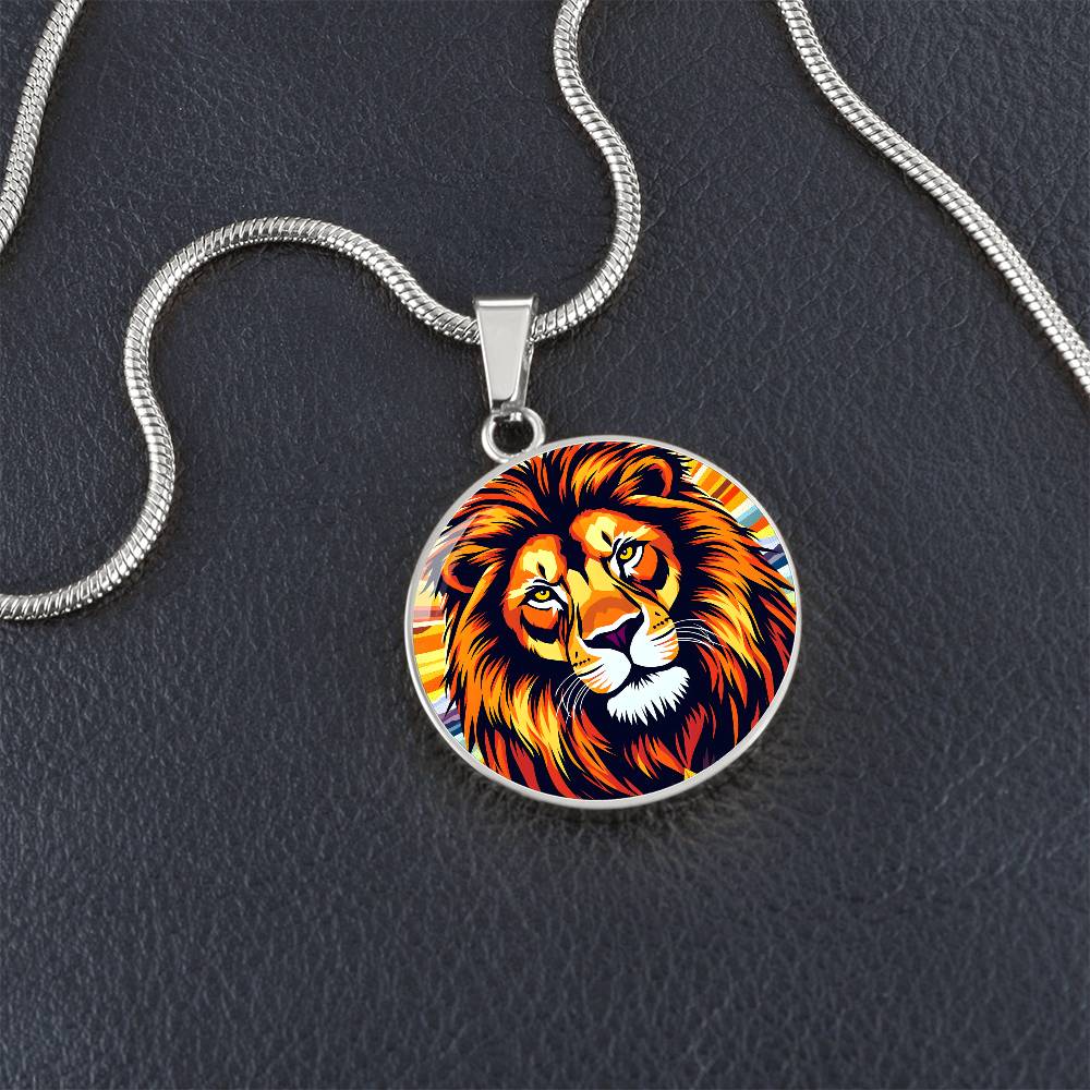 Engraved Lion Pendant  Necklace or Bracelet, Personalized Animal Jewelry