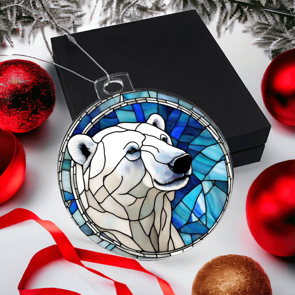 Polar Bear Stained Glass Ornament