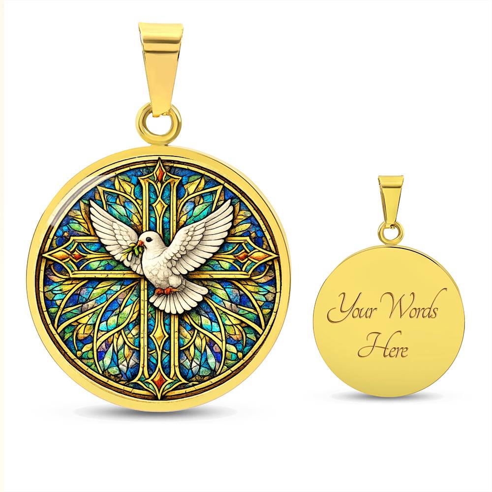 Personalized Dove and Holy Cross Necklace, Women's Religious Jewelry Gift