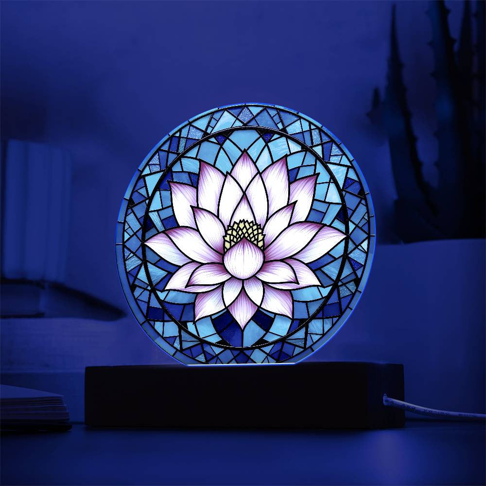 Lotus Flower Acrylic Nightlight Plaque-[Heartfelt Family Gift]