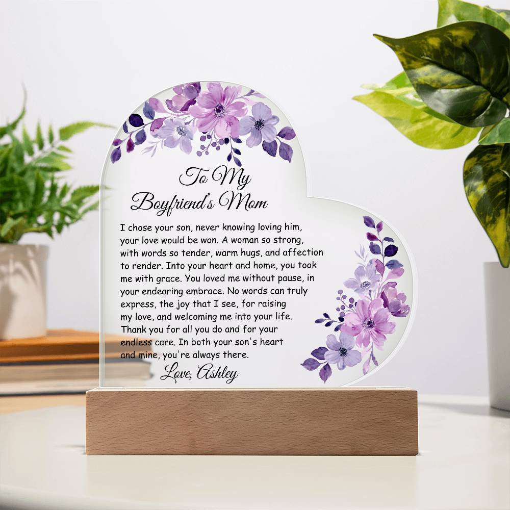 Boyfriends Mom Acrylic Heart Plaque-[Heartfelt Family Gift]