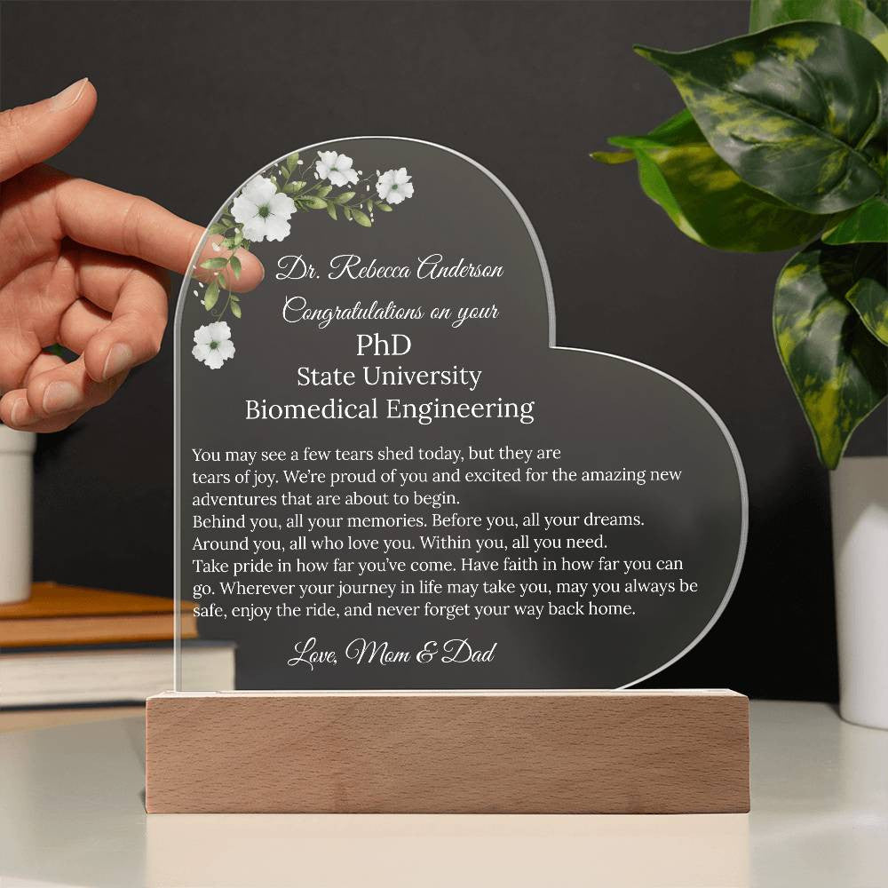 Personalized Doctorate Degree Phd Graduation Plaque