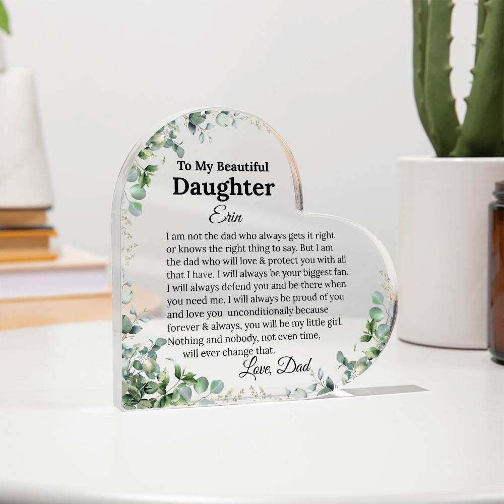 Personalized Daughter Heart Plaque, Father to Daughter Gift,