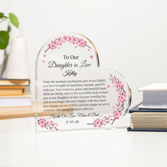 Personalized Heart Acrylic Plaque Gift for Daughter-In-Law