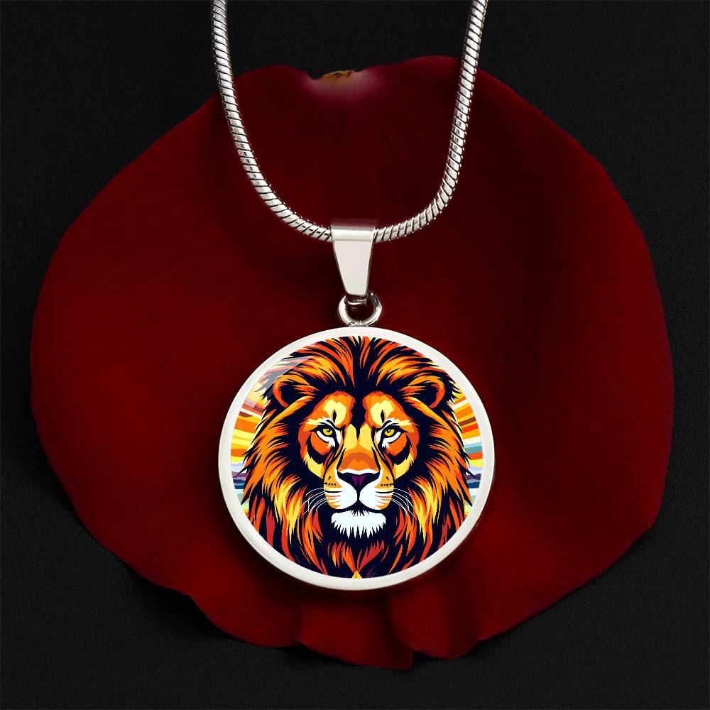 Engraved Lion Pendant  Necklace or Bracelet, Personalized Animal Jewelry