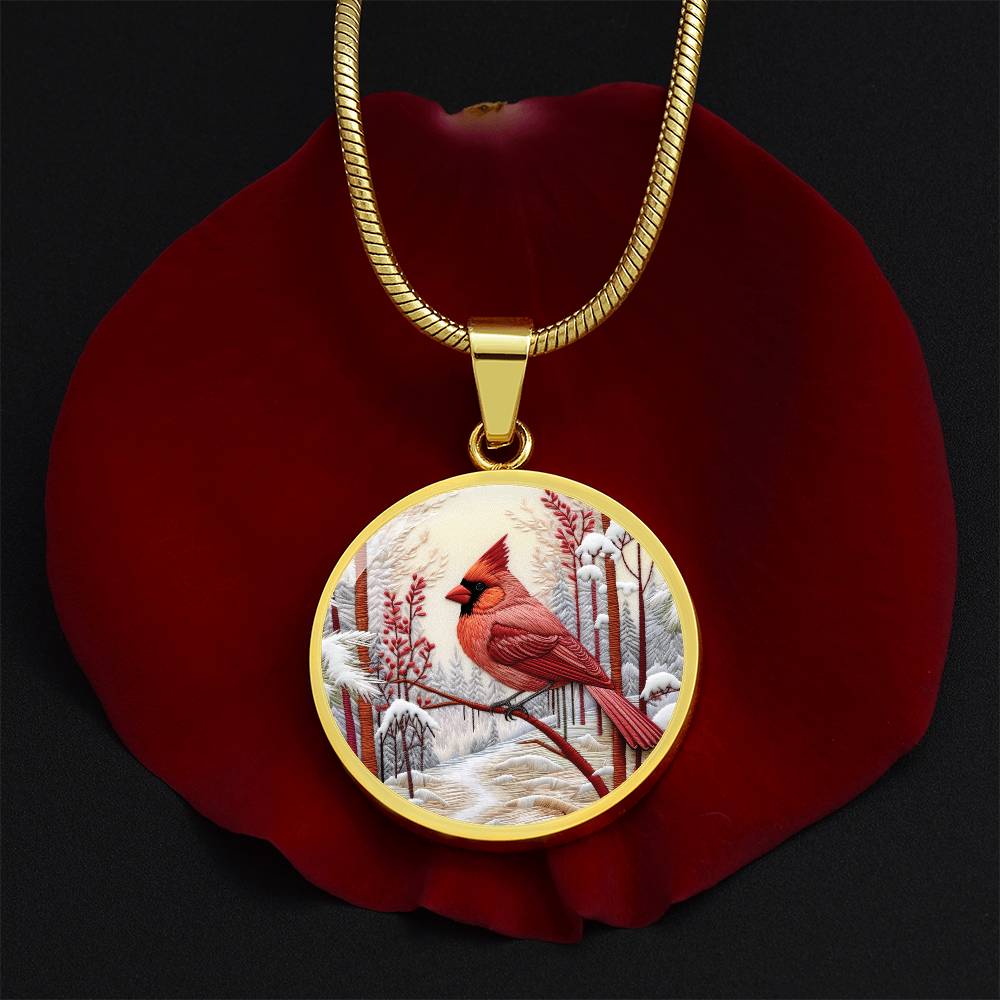 Carinal Round Pendant Necklace in Gold or silver