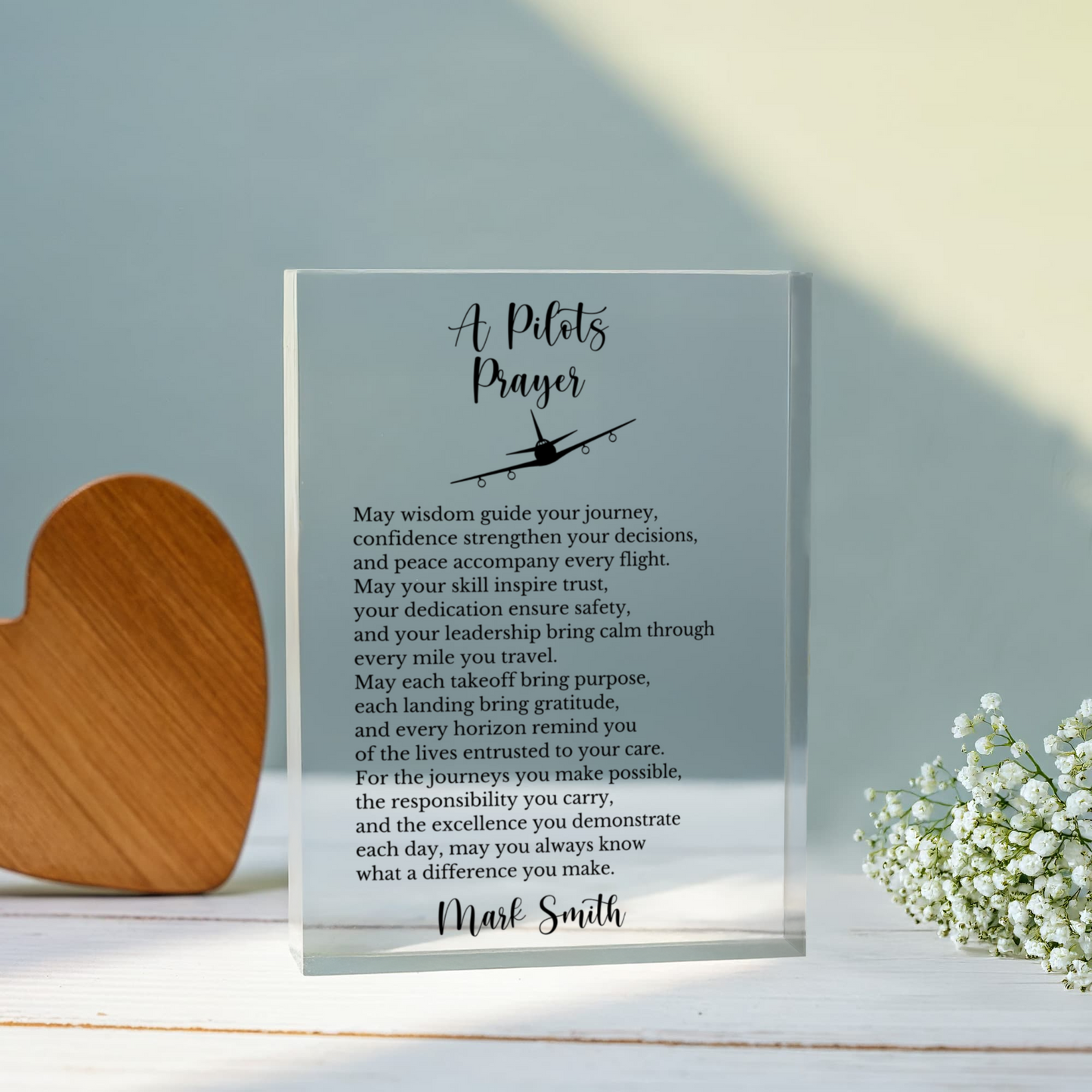 Pilot's Prayer Plaque Gift, Personalized Plane Lover Gift, Aviation Enthusiast Decor, Inspiration Plaque, Pilot Appreciation