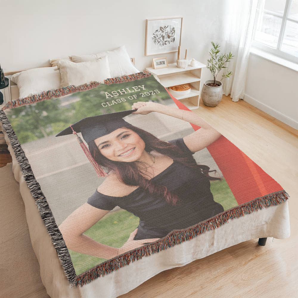 Graduation Blanket Woven Cotton Throw-[Heartfelt Family Gift]