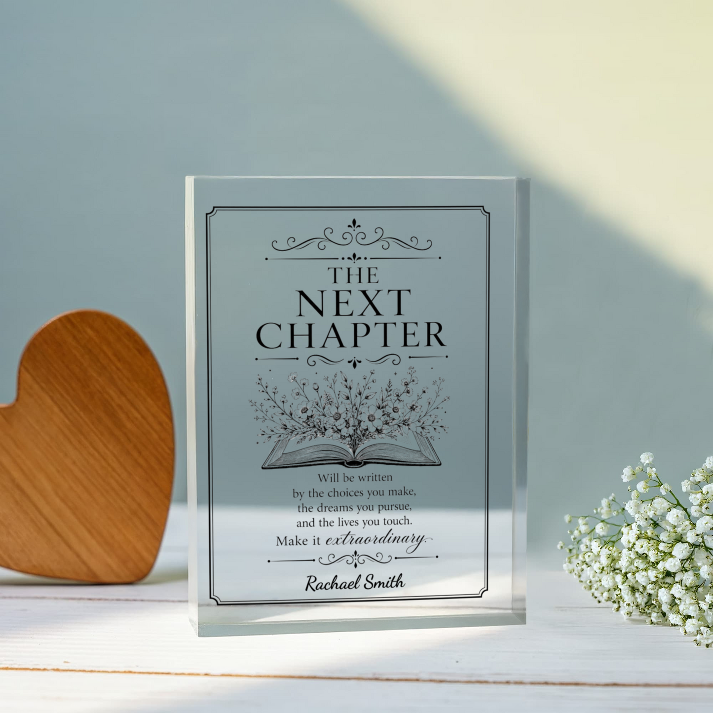 The Next Chapter Plaque, Retirement Gift, Farewell Keepsake, Graduation Present, Acrylic Block, Inspirational Decor