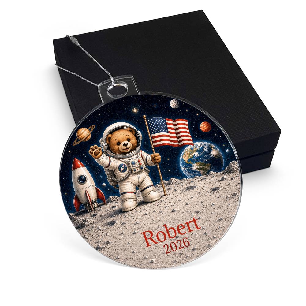 Kids Bear Astronaut Christmas Ornament