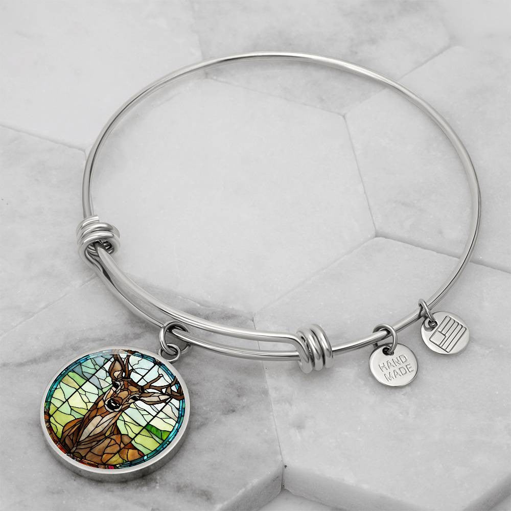 Deer Faux Stained Glass Necklace or Charm Bracelet-[Heartfelt Family Gift]