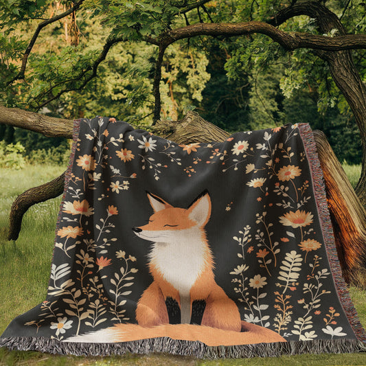 Fox Woven Cotton Throw Blanket-[Heartfelt Family Gift]