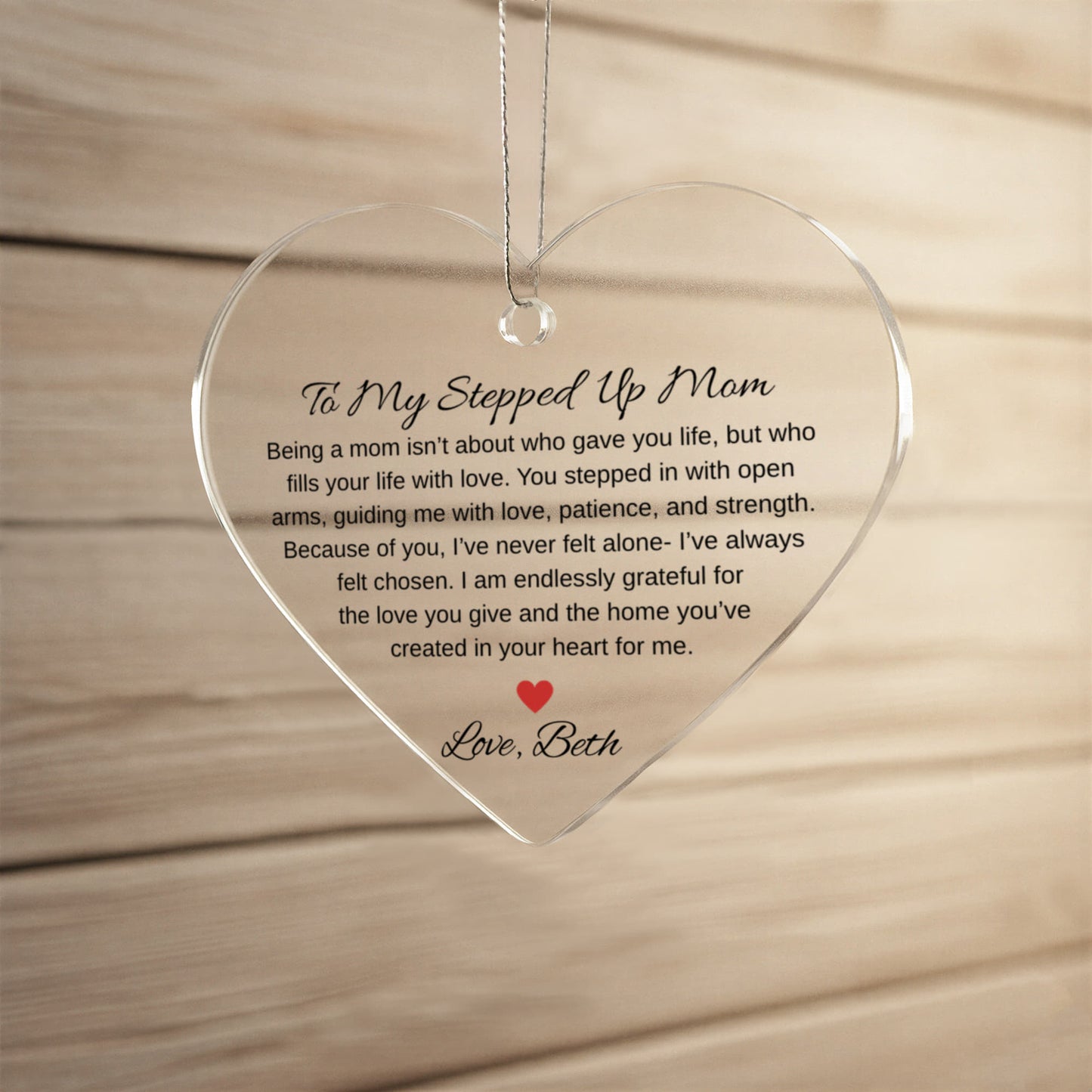 To My Stepped Up Mom Ceramic Heart Ornament